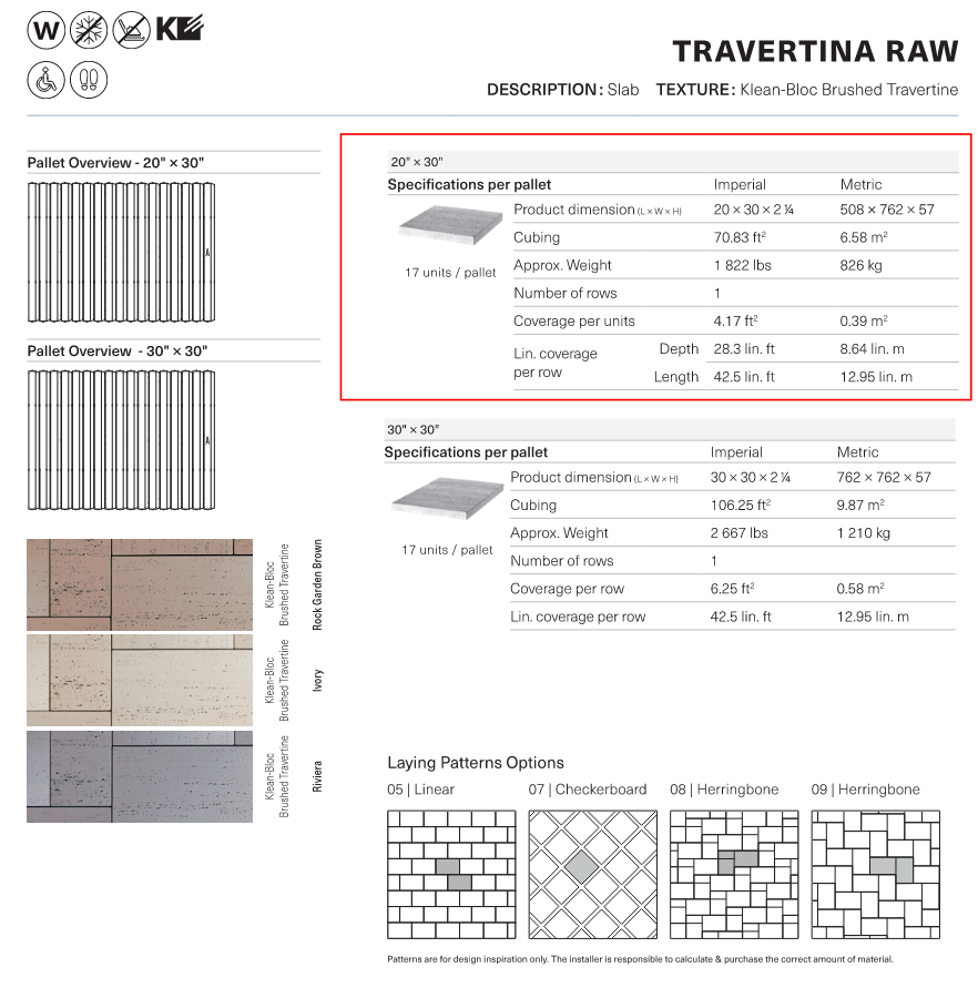 Travertina Raw Slab 20x30 (Klean-Bloc)