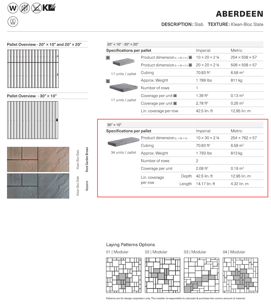 Dalle Aberdeen 30x10 (Klean-Bloc)