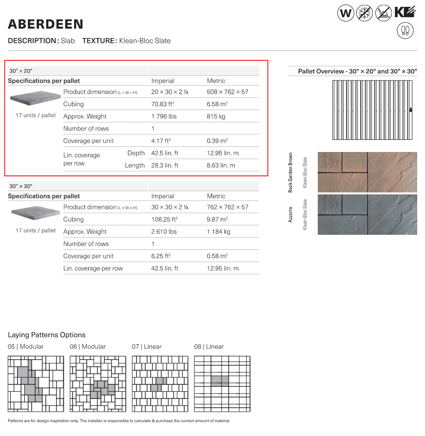 Dalle Aberdeen 30x20 (Klean-Bloc)