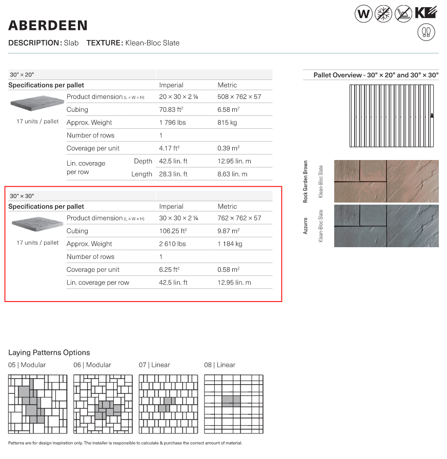 Dalle Aberdeen 30x30 (Klean-Bloc)