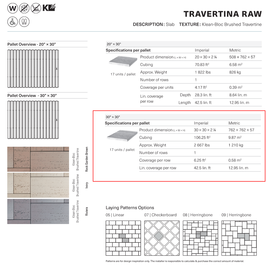 Travertina Raw Slab 30x30 (Klean-Bloc)