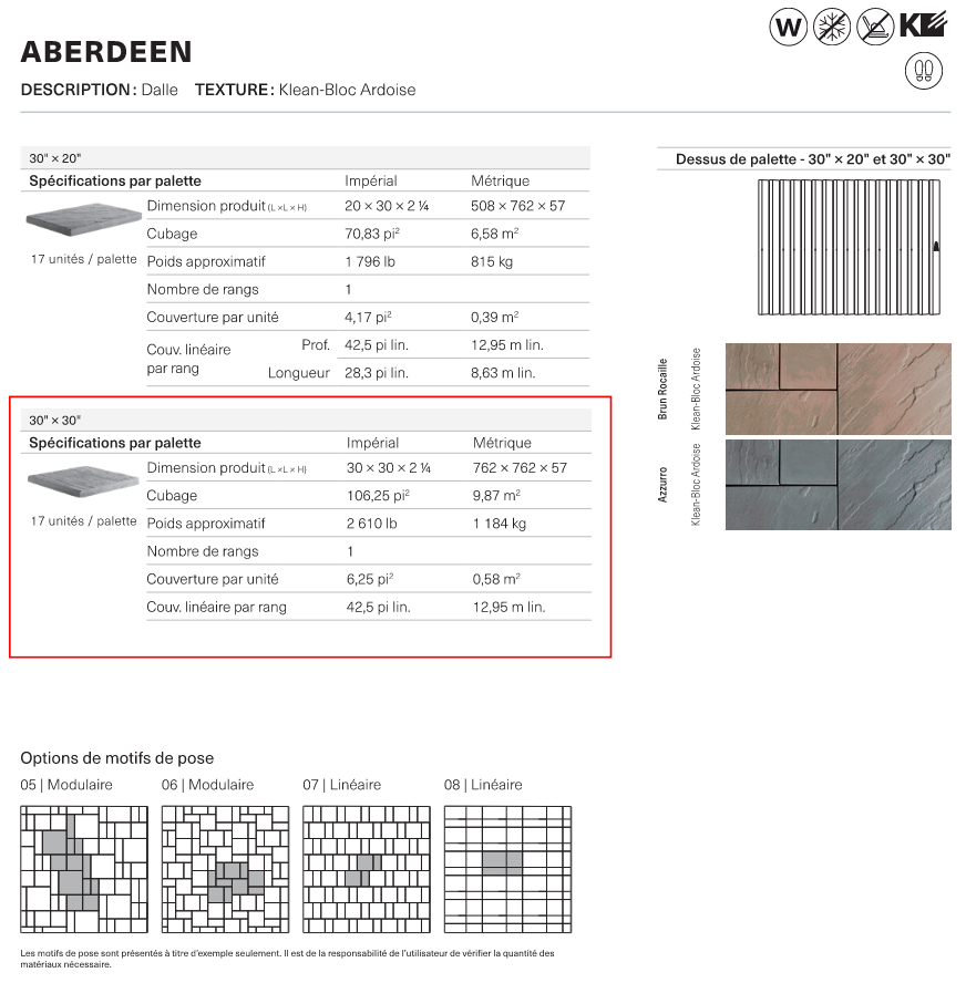 Dalle Aberdeen 30x30 (Klean-Bloc)