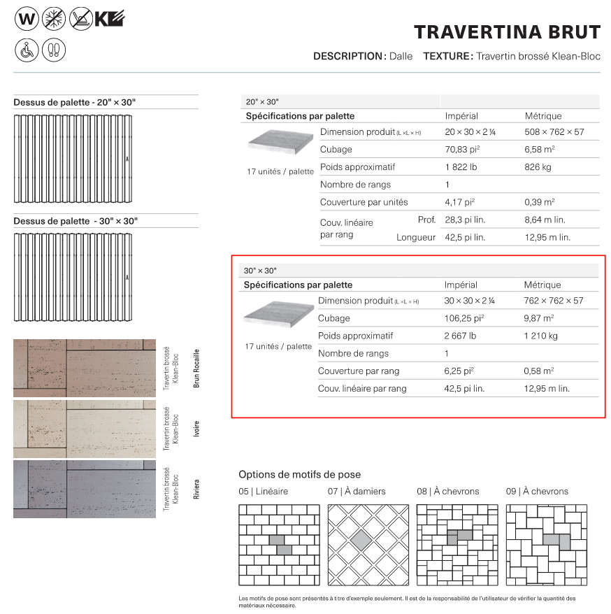 Travertina Raw Slab 30x30 (Klean-Bloc)