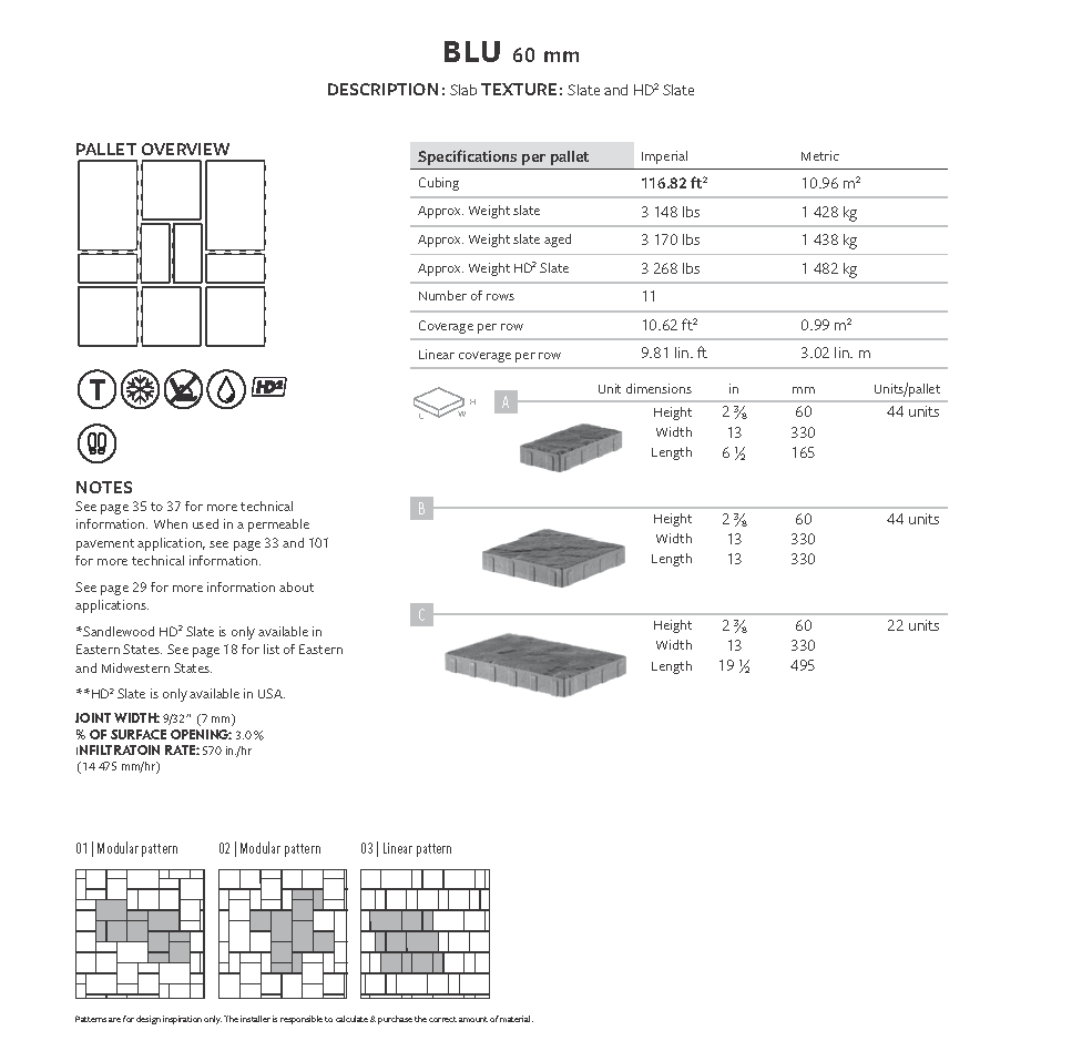 Dalle Blu 60mm (Ardoise)