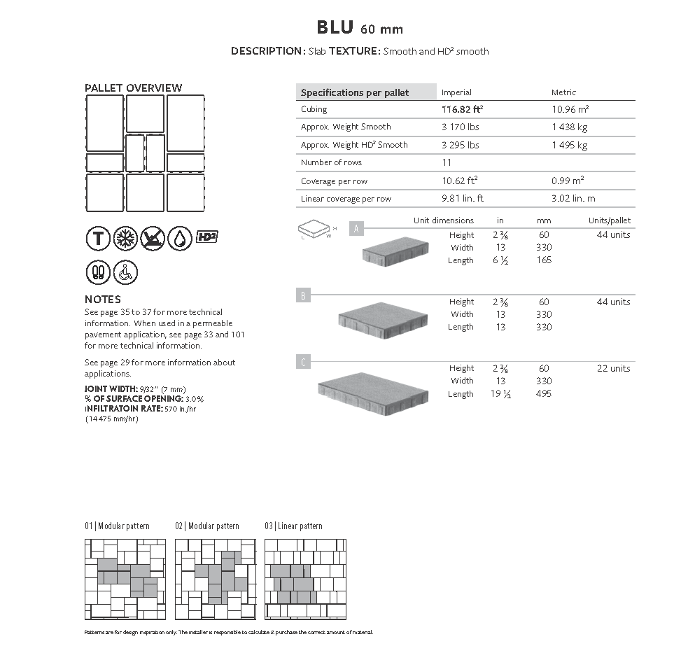 Dalle Blu 60mm (Lisse)