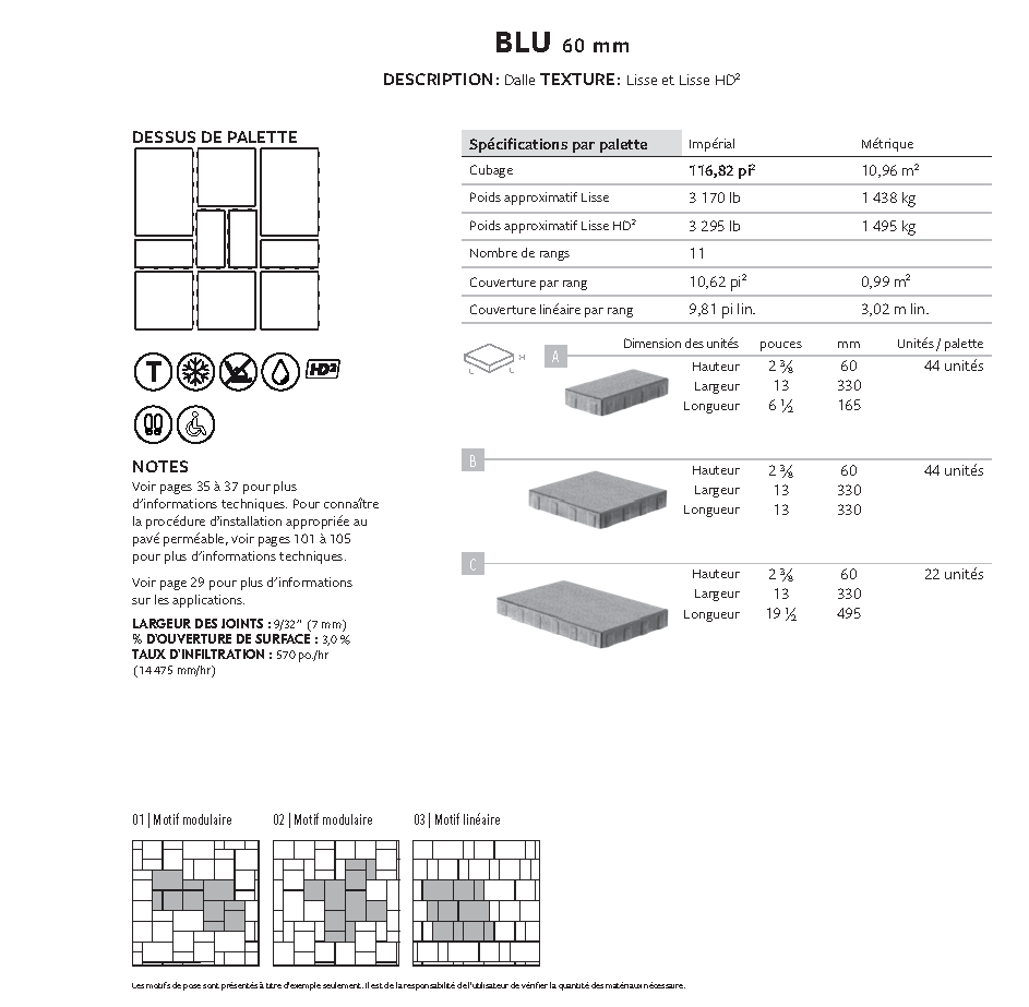 Dalle Blu 60mm (Lisse)