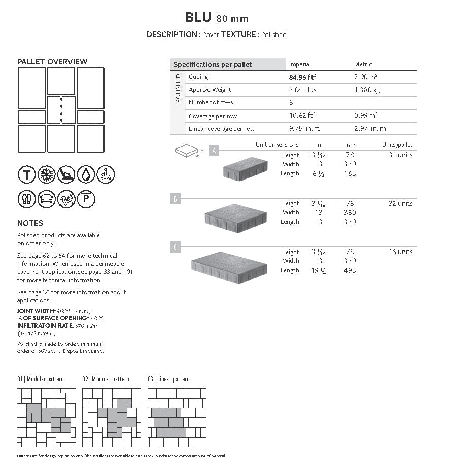 Pavé Blu 80mm (Meulé)