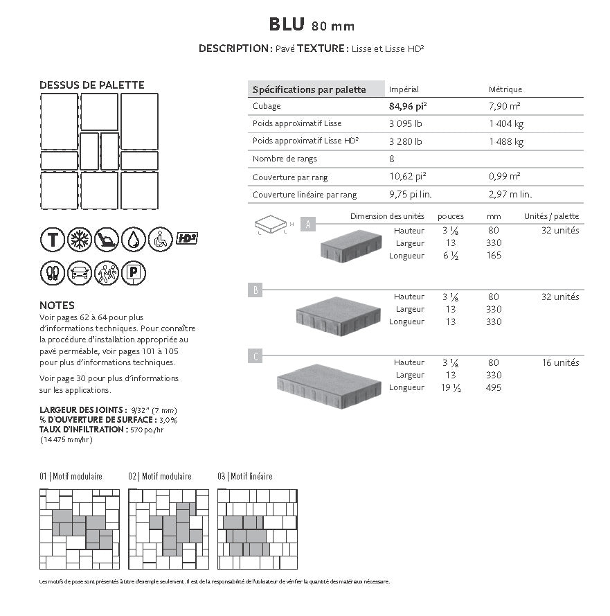 Pavé Blu 80mm (Lisse)