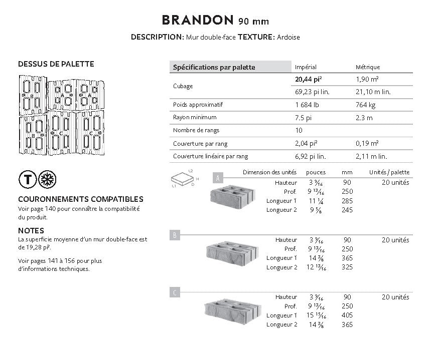 Mur Brandon 90 (Ardoise Double Face)