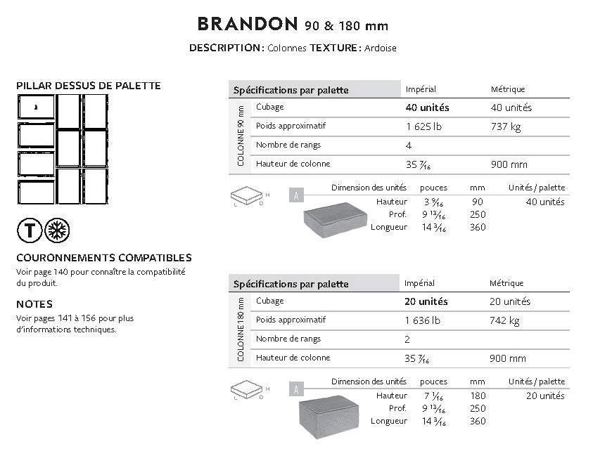 Coin/Colonne Brandon 90 (Lisse)