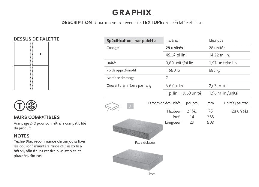 Couronnement Graphix (Face Lisse ou Éclatée) Double Face