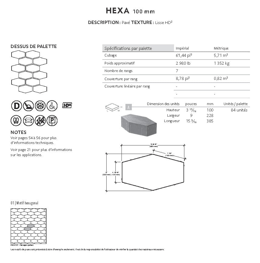 Pavé Hexa 100mm