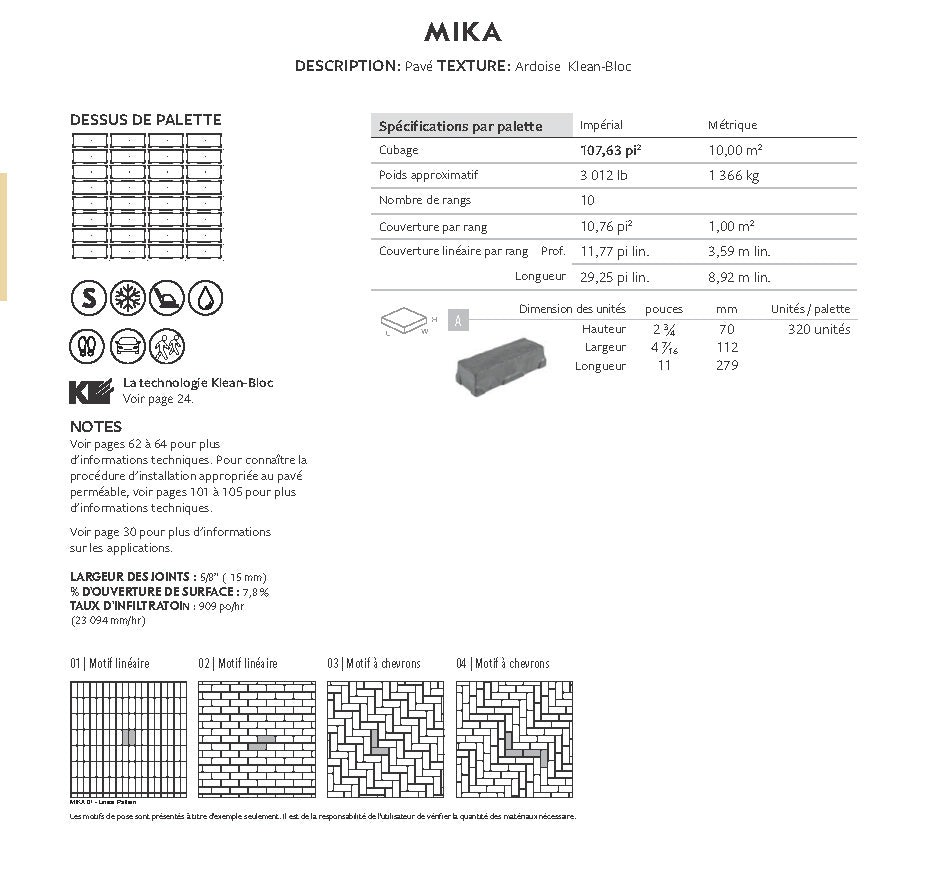 Pavé Mika (Klean-Bloc)