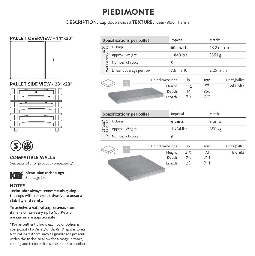 Couronnement De Colonne Piedmonte 28 x 28 (Klean-Bloc)