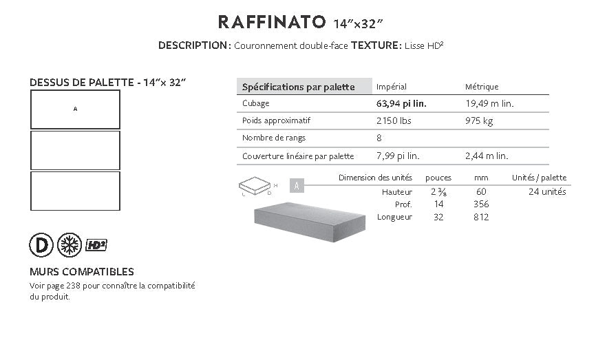 Couronnement Raffinato 14 x 32 (Lisse)