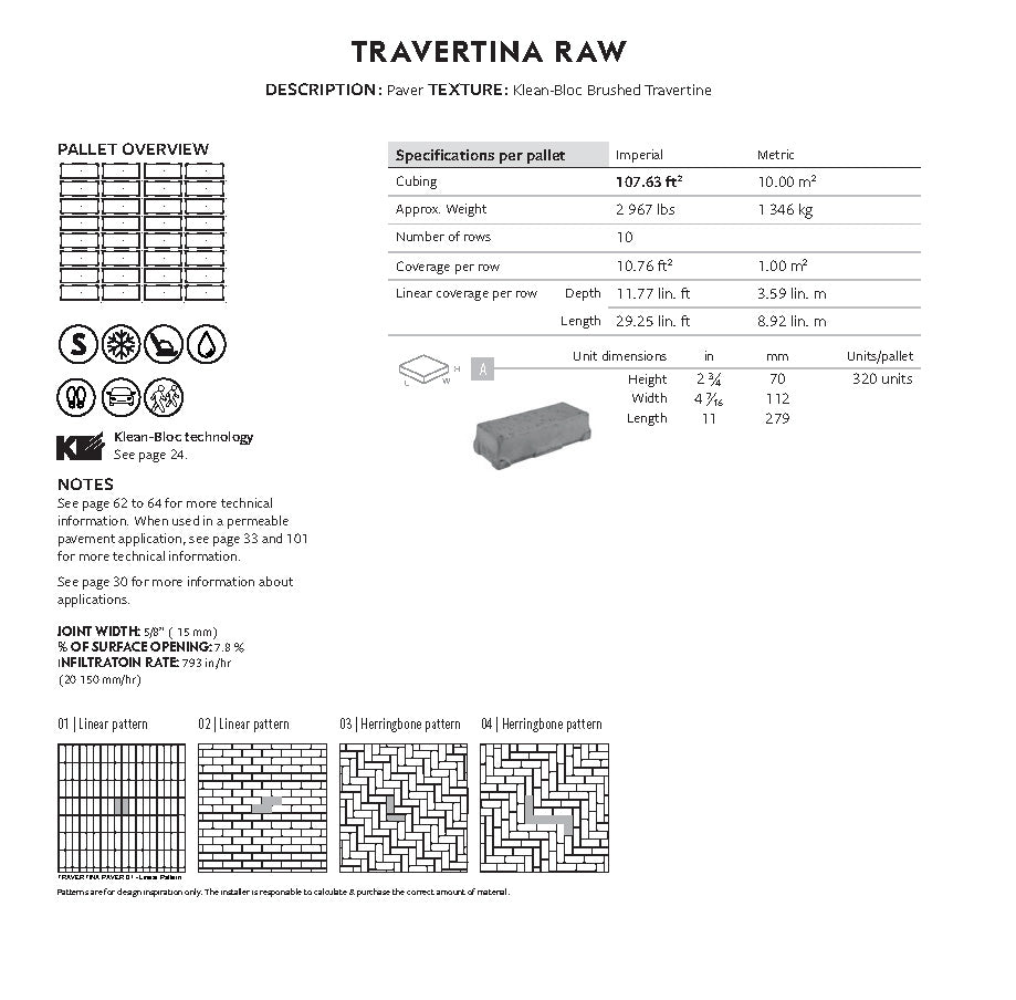 Pavé Travertina Brut (Klean-Bloc)