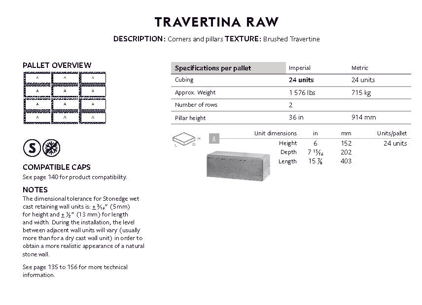 Coin / Colonne Travertina Brut