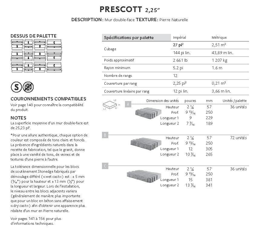 Mur Prescott 2,25" (Double Face)