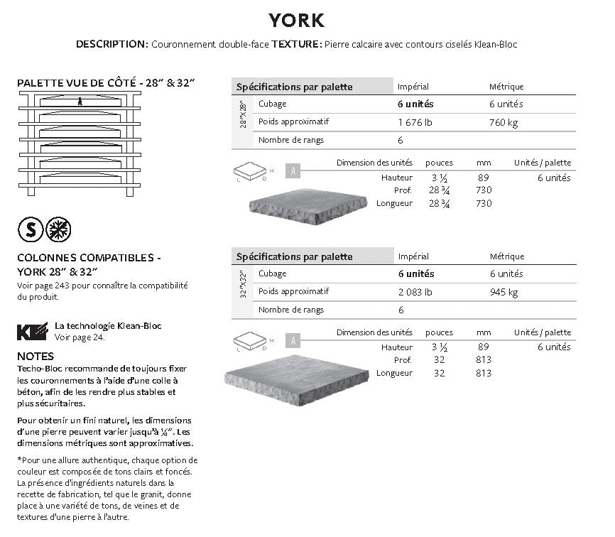 Couronnement De Colonne York (Klean-Bloc)