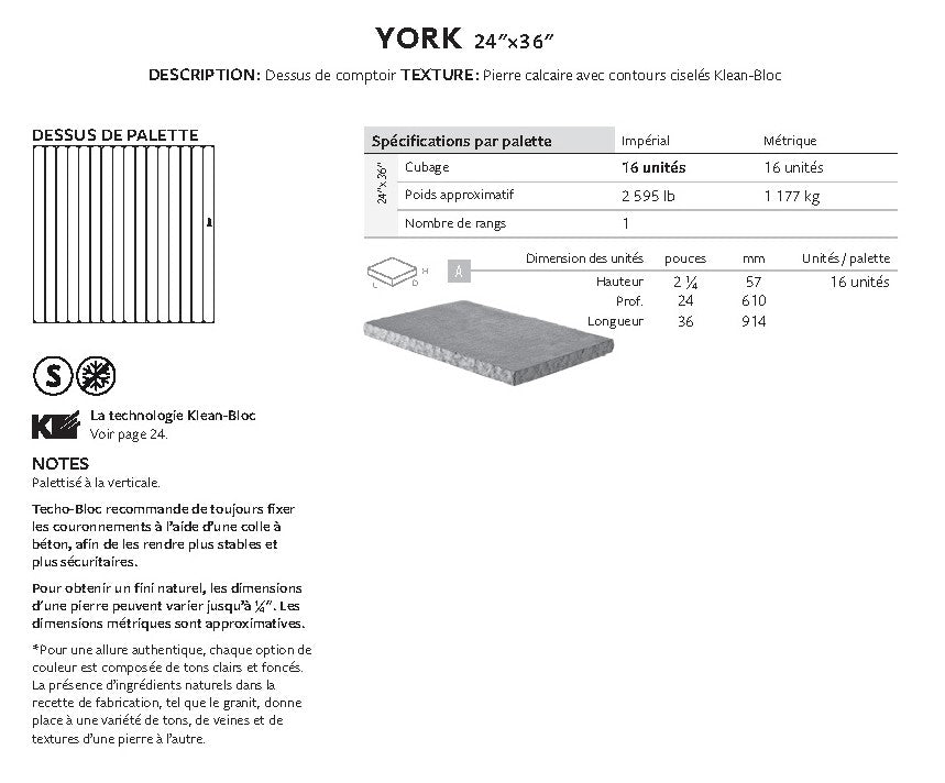 Couronnement York 24 x 36 (Klean-Bloc)