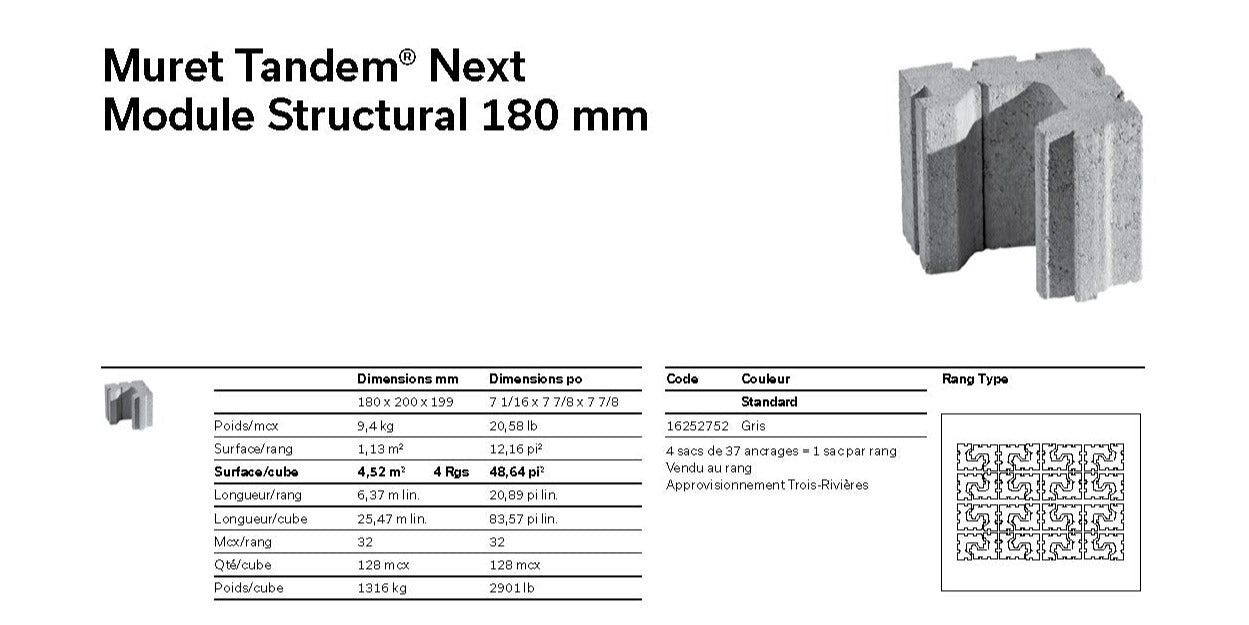 Muret Tandem® Next 180 (Module Structural)